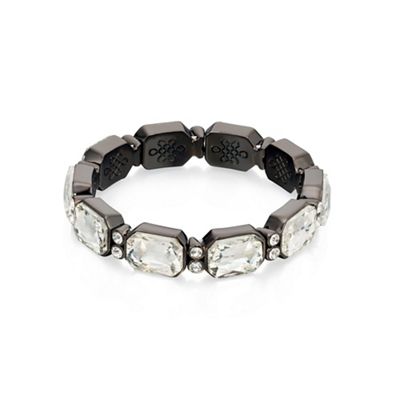 Gunmetal Oval crystal stretch bracelet